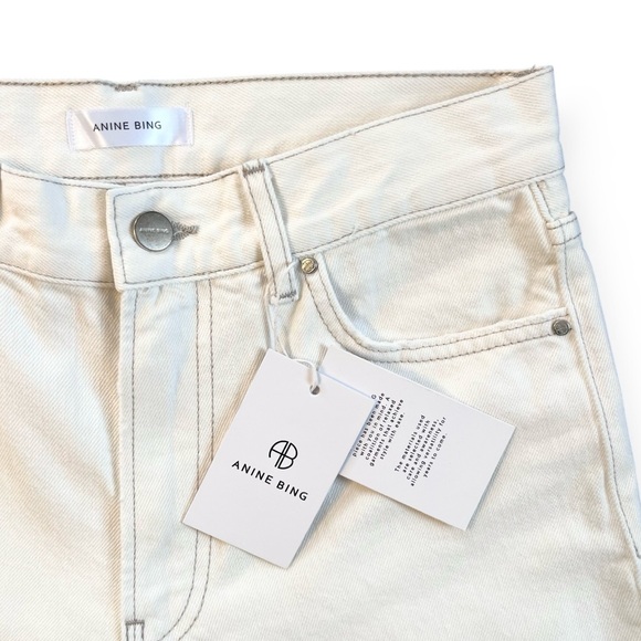 NWT Anine Bing Etta High Rise Cropped Straight Leg  Denim Jeans Off White 25 - Picture 6 of 14